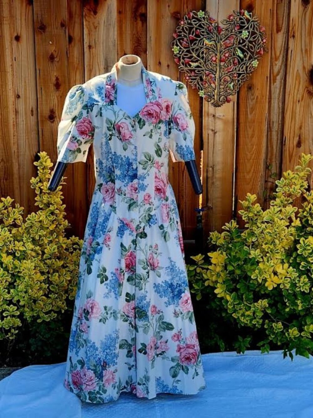 Vintage E.D. Michaels Floral Maxi Dress for Wedding Parties or Garden Parties